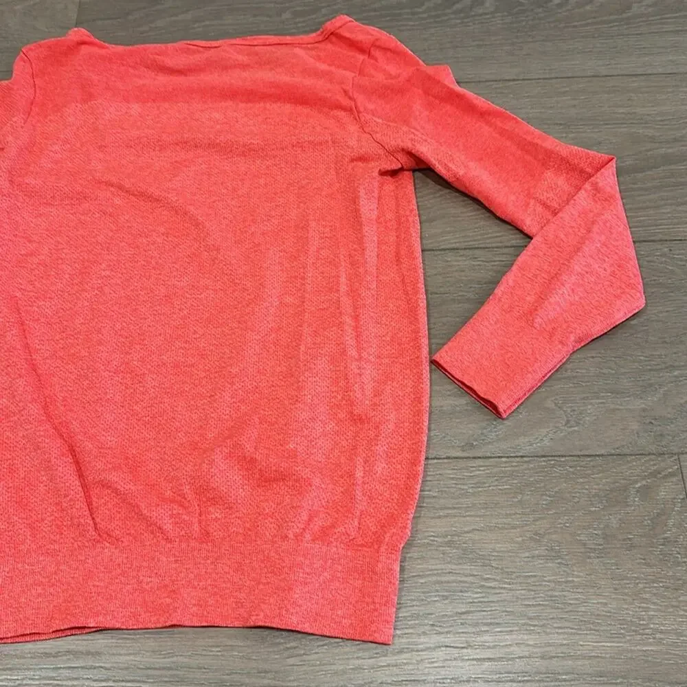 NIKE‎ Coral Red Dri-Fit Seamless Wide Neck Long Sleeve Active Training Top Sz XS